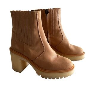 Free People James Chelsea Leather Platform Boots Chunky Heel Lug Sole Size 6